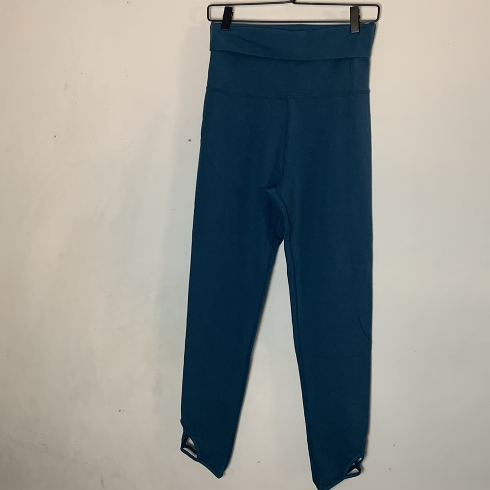 FREE PEOPLE Movement Moon Shadow Fold Over Leggings Teal Size Medium - Picture 2 of 8